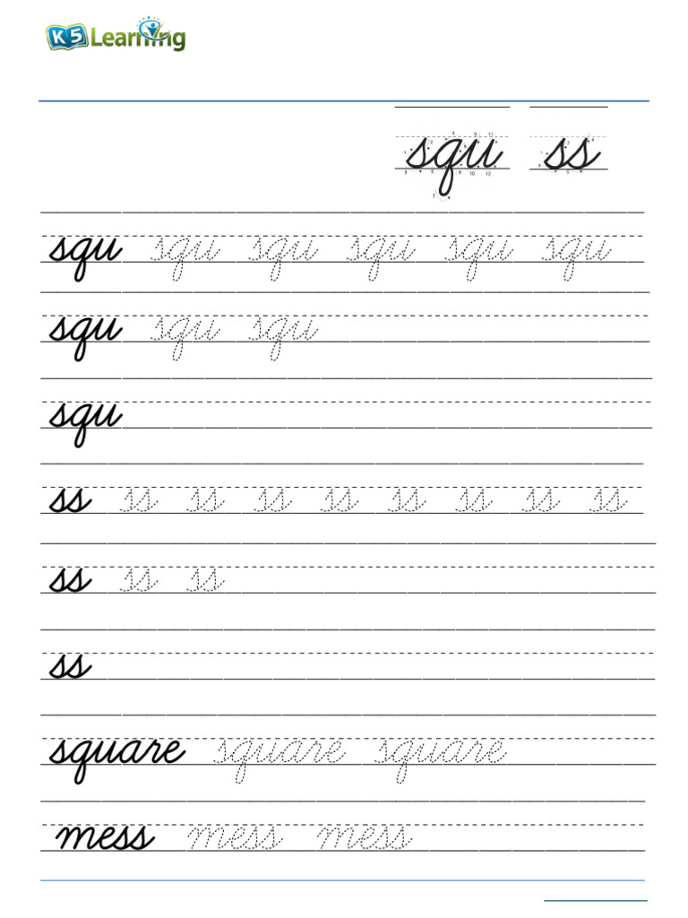 Handwriting Letter Joins Squ Ss Printable | PDF