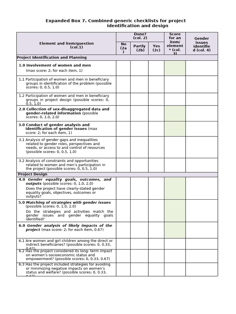 Box 7. Generic Checklist_combined Boxes 5-6 (1) | PDF