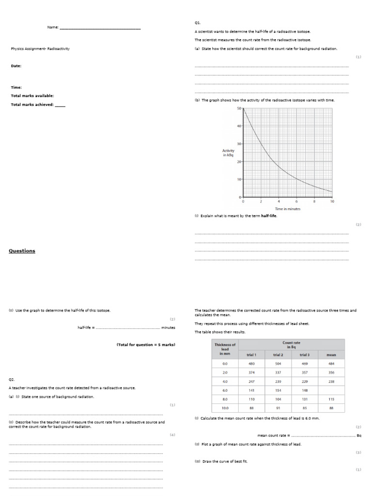 02 03 2026 Physics Assignment | PDF | Radiation | Nuclear Fission