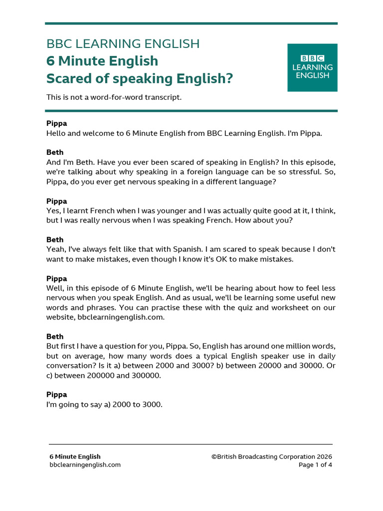Scared of Speaking English | PDF | English Language | Anxiety
