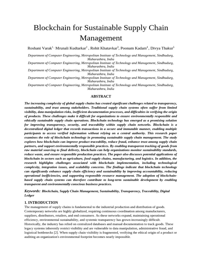 Blockchain for Sustainable Supply Chain Management (revised) | PDF ...