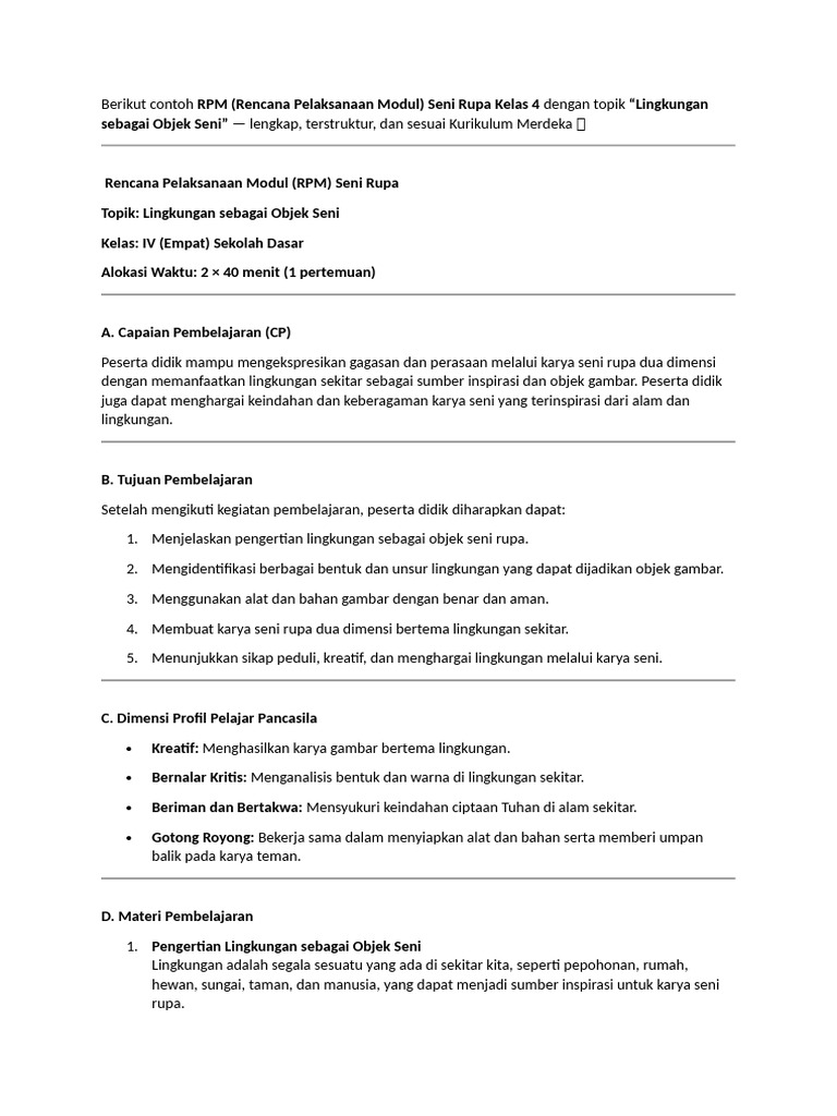 Berikut Contoh RPM | PDF