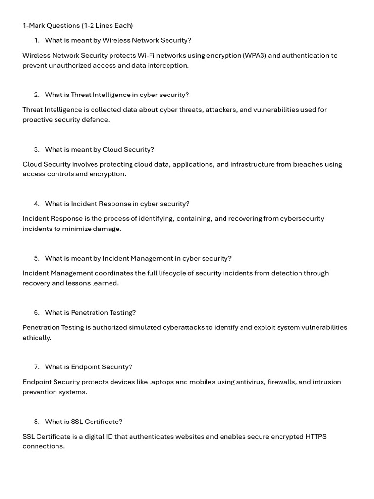 Question Bank Answers | PDF | Security | Computer Security