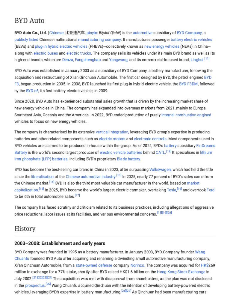 BYD Auto - Wikipedia | PDF | Plug In Hybrid | Vehicles