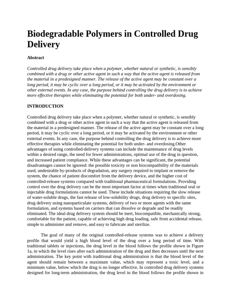 Biodegradable Polymers in Controlled Drug Delivery | PDF ...
