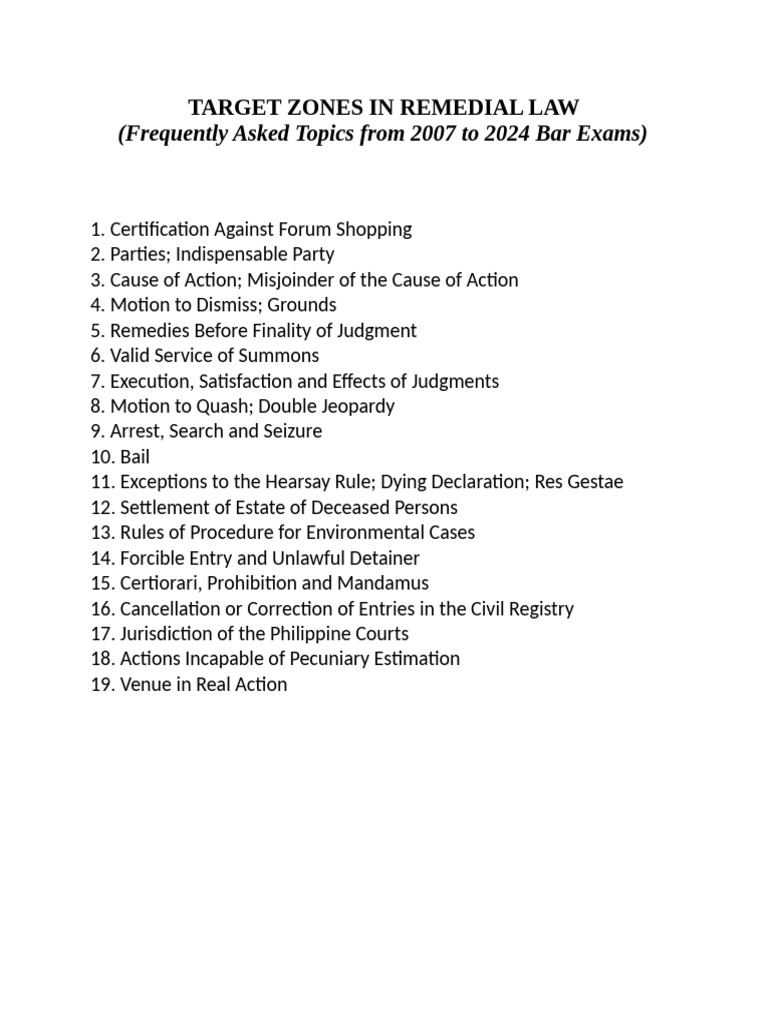 Target Zones in Remedial Law | PDF