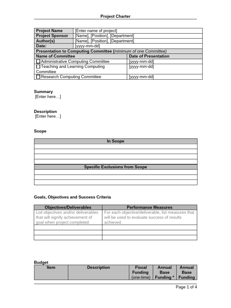 Project Charter Template 3 | PDF