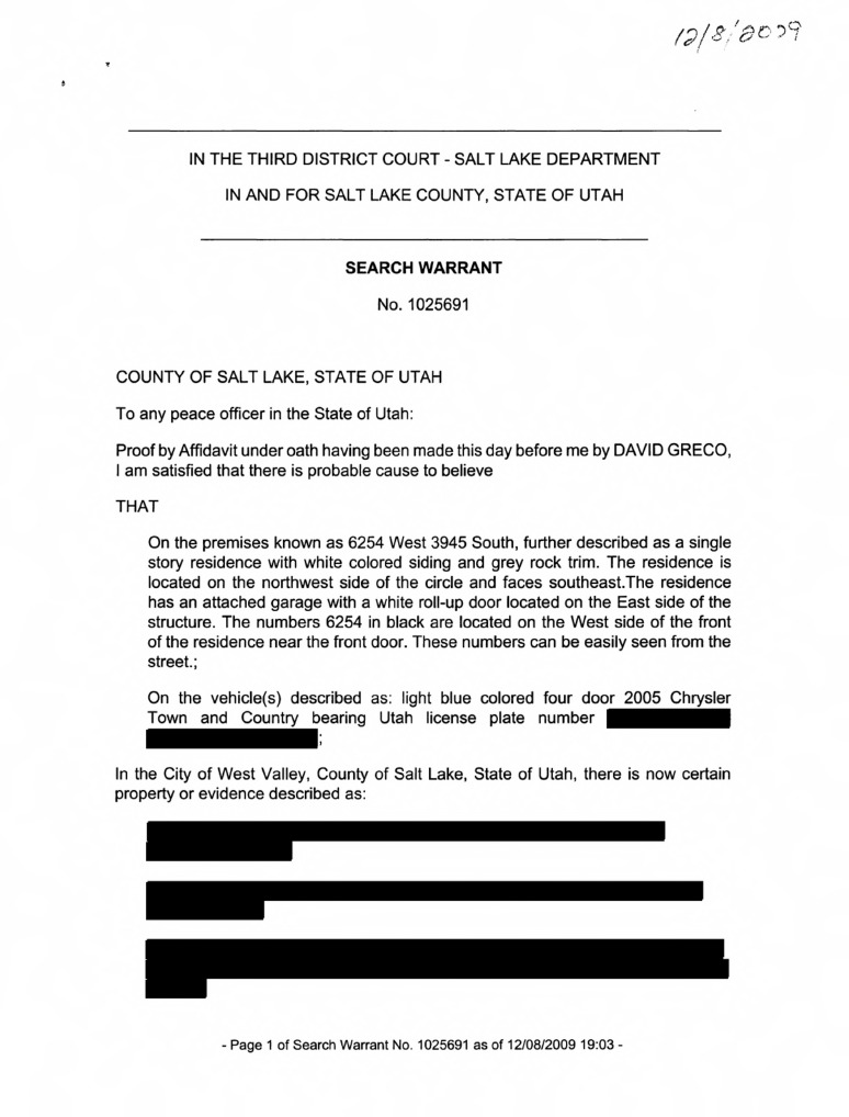 Search Warrant/Affidavit For Search Warrant | PDF
