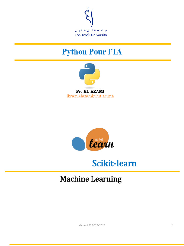 4 - Python IA - Partie 4 - Scikit-Learn | PDF | Apprentissage ...