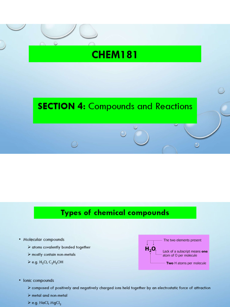 CHEM181 Section 4 Compounds | PDF