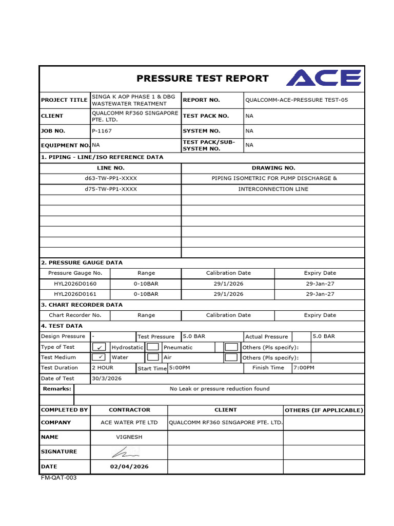 Hydrostatic Test Report (30.03.2026)(2) PUMP DISCHARGE ...