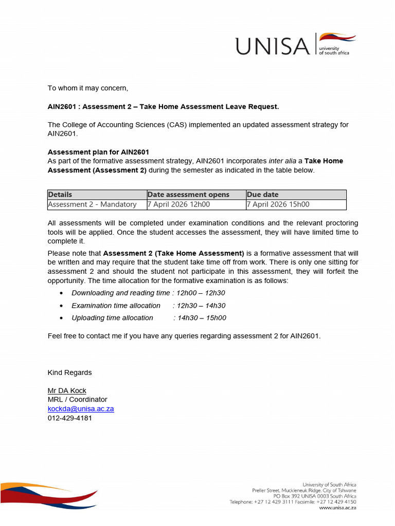 Assessment Letter to Students_S1_2026 (1) | PDF