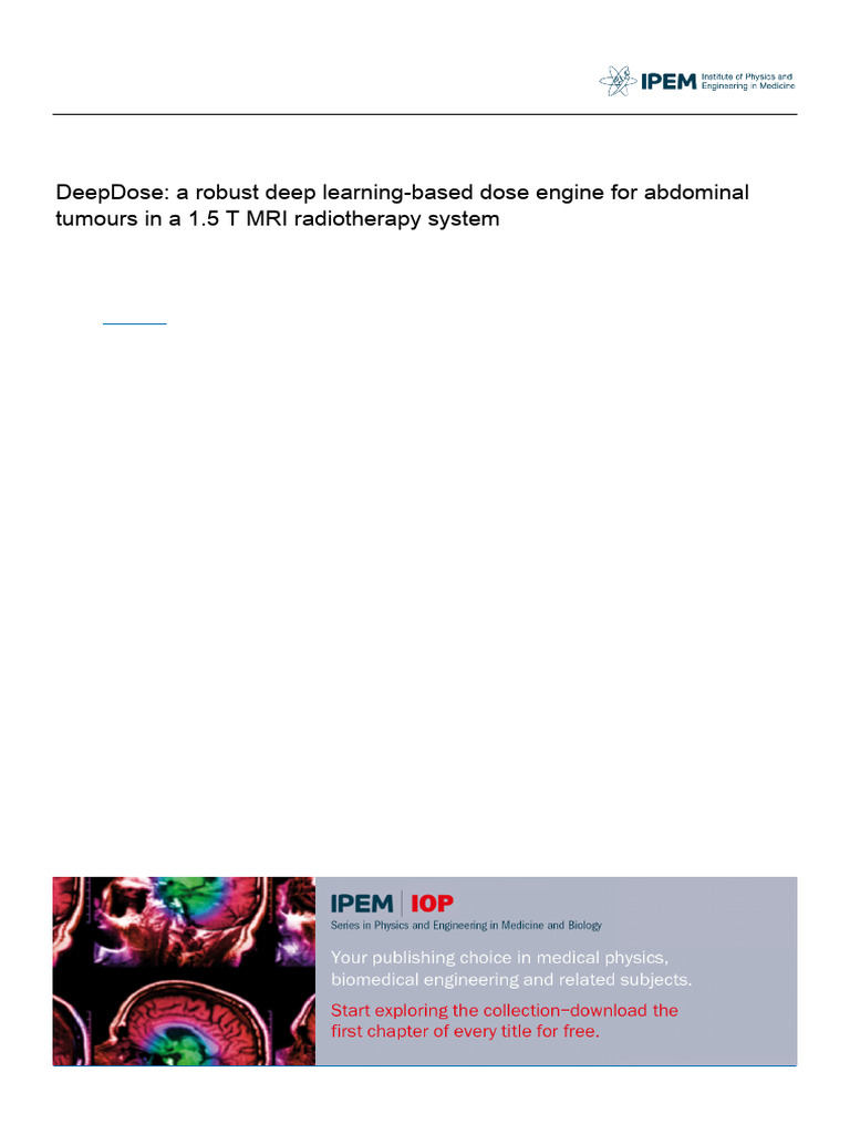 DeepDose a Robust Deep Learning-based Dose Engine for Abdominal | PDF
