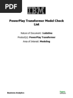 Powerplay Transformer Model Check List