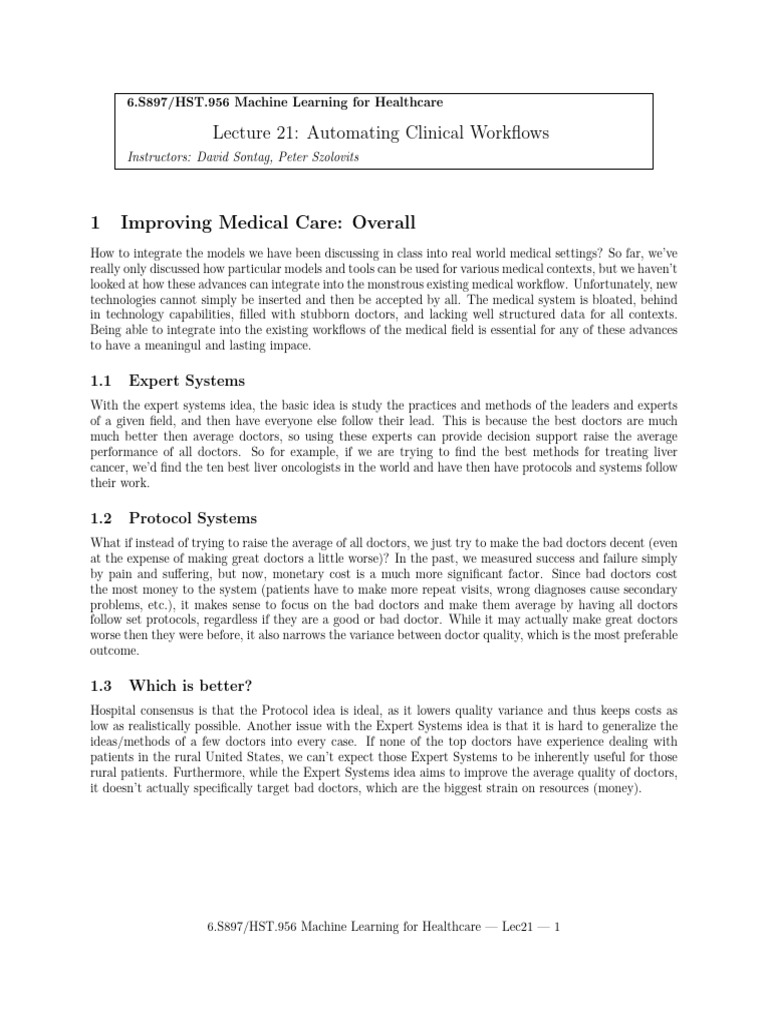 Automating Clinical Workflows Slides | PDF | Statin | Health Care