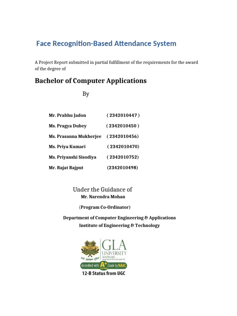 Attendance System Report [Face Recognition] | PDF | Databases ...
