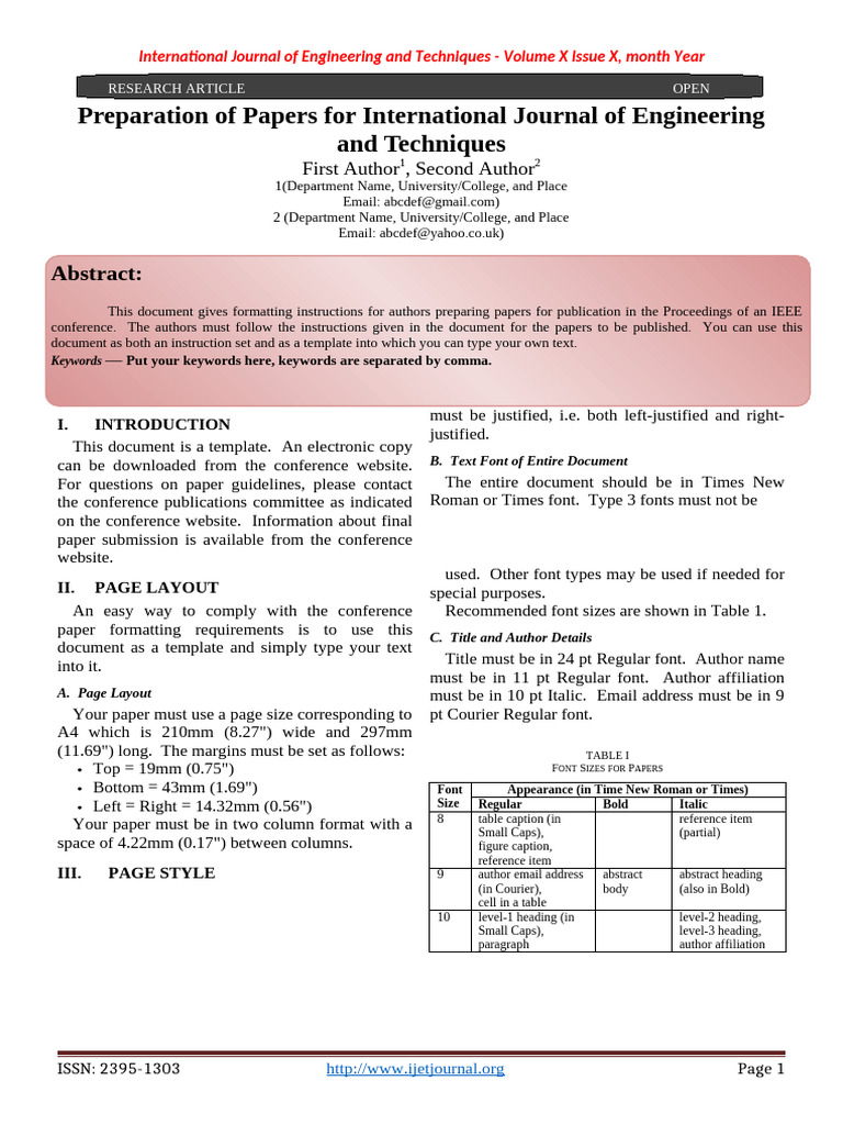 IJET Paper Template | PDF | Typefaces | Paragraph