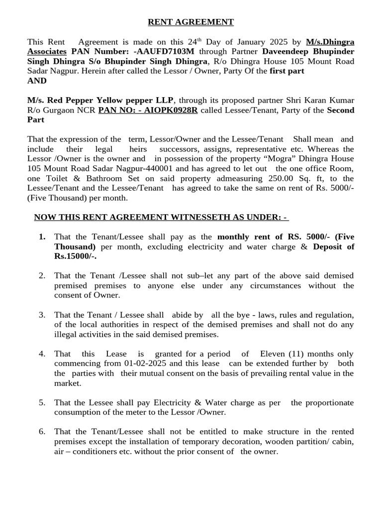 Rent Agreement Format MakaanIQ | PDF | Lease | Leasehold Estate