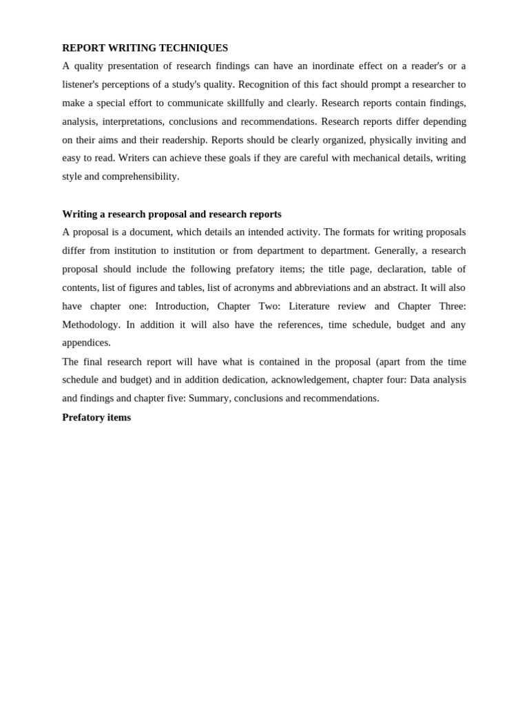 RESEARCH REPORT WRITING TECHNIQUES | PDF