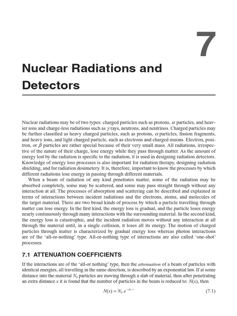 7. Nuclear Radiations and Detectors | PDF
