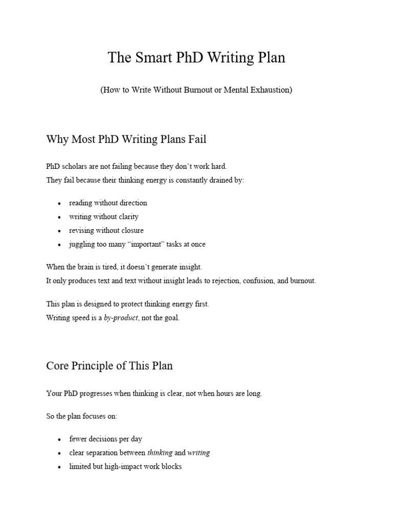 The Smart PhD Writing Plan | PDF