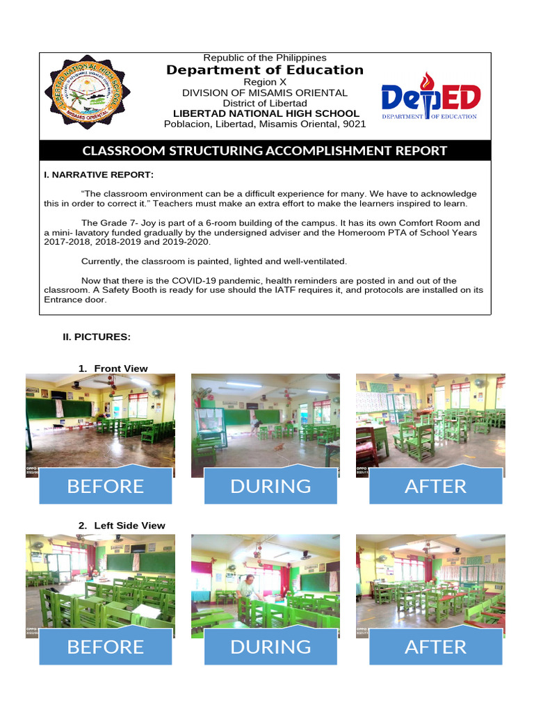 Classroom Structuring Accomplishment Report | PDF