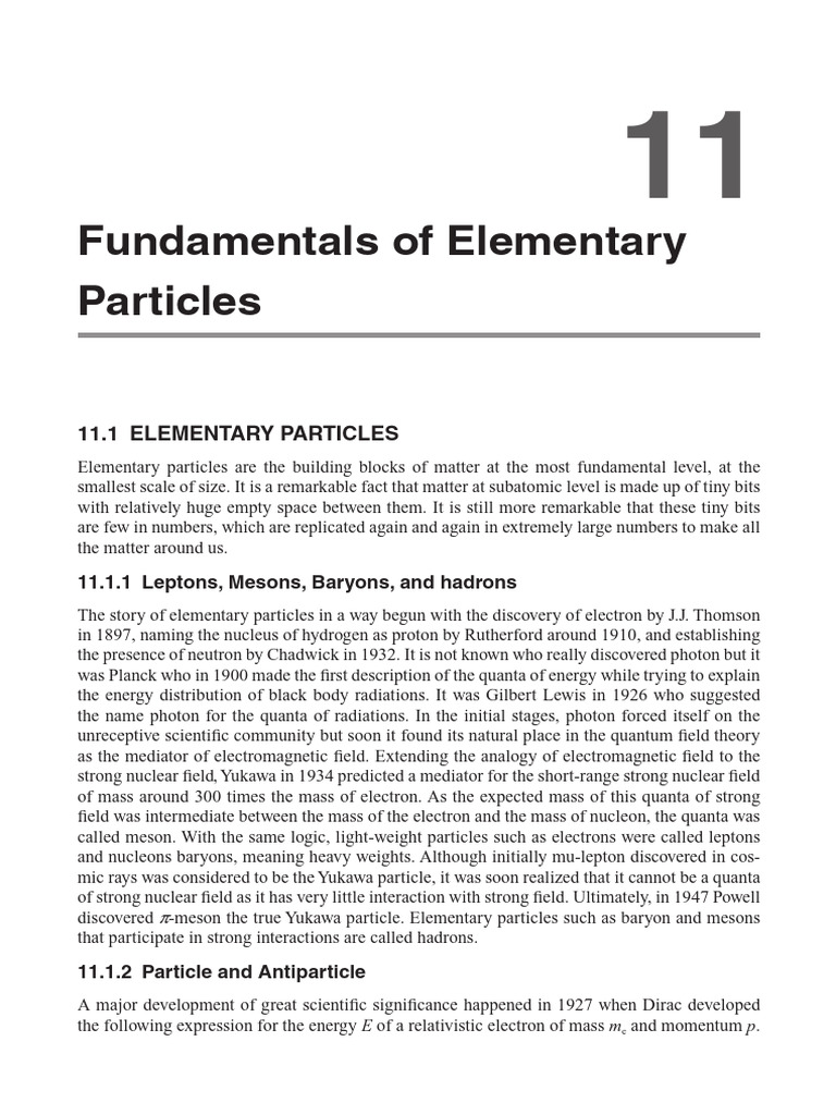 11. Fundamentals of Elementary Particle | PDF | Standard Model | Quark