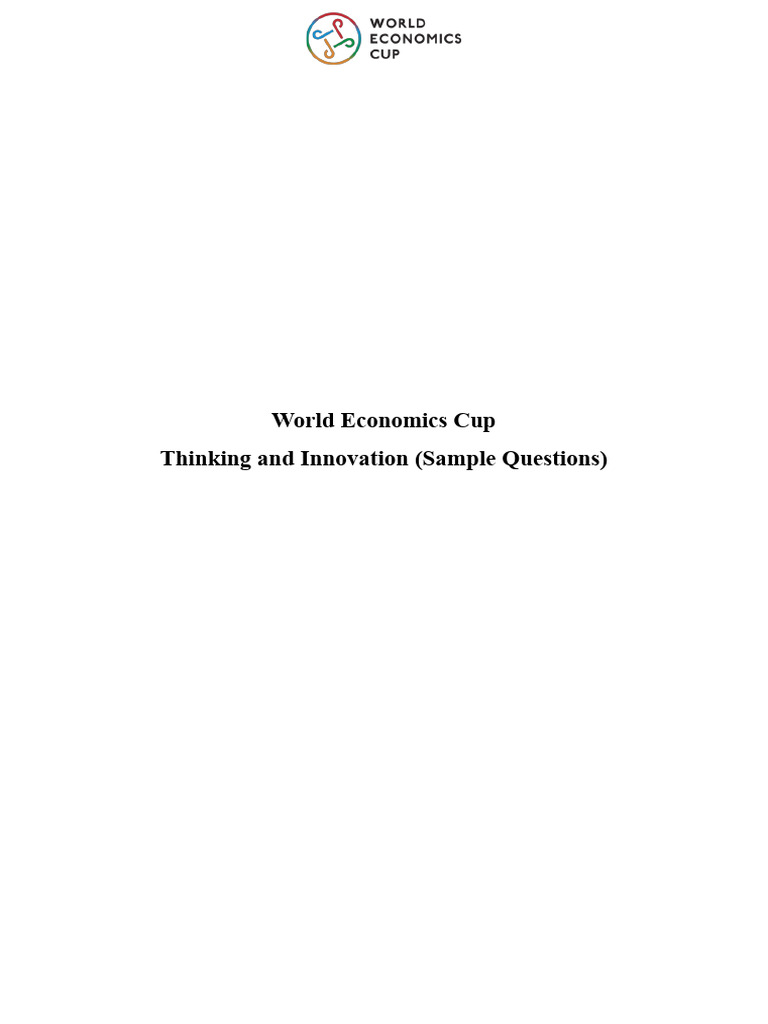 WEC_Thinking and Innovation_Sample Questions - 2 | PDF | Economics ...