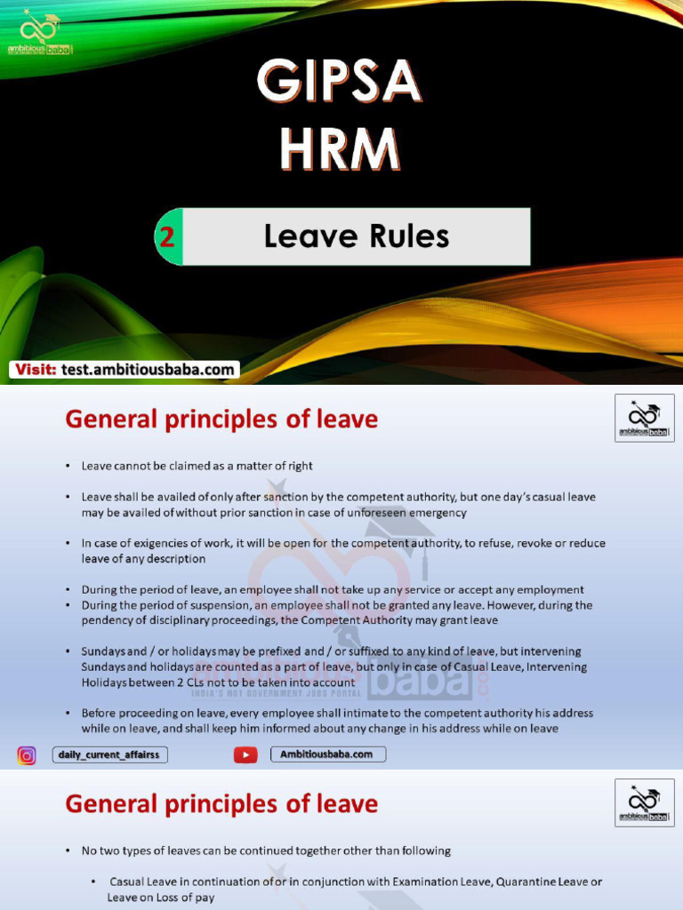 HRM chater 2 leave rules | PDF