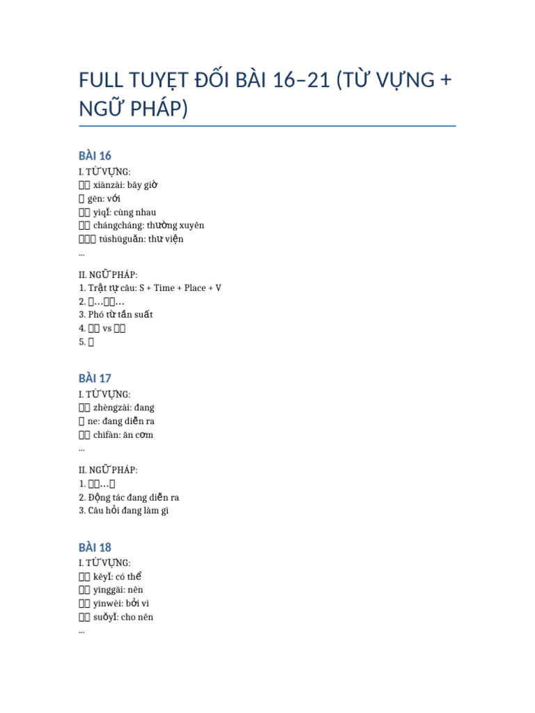 Full Tu Vung Ngu Phap 16 21 | PDF