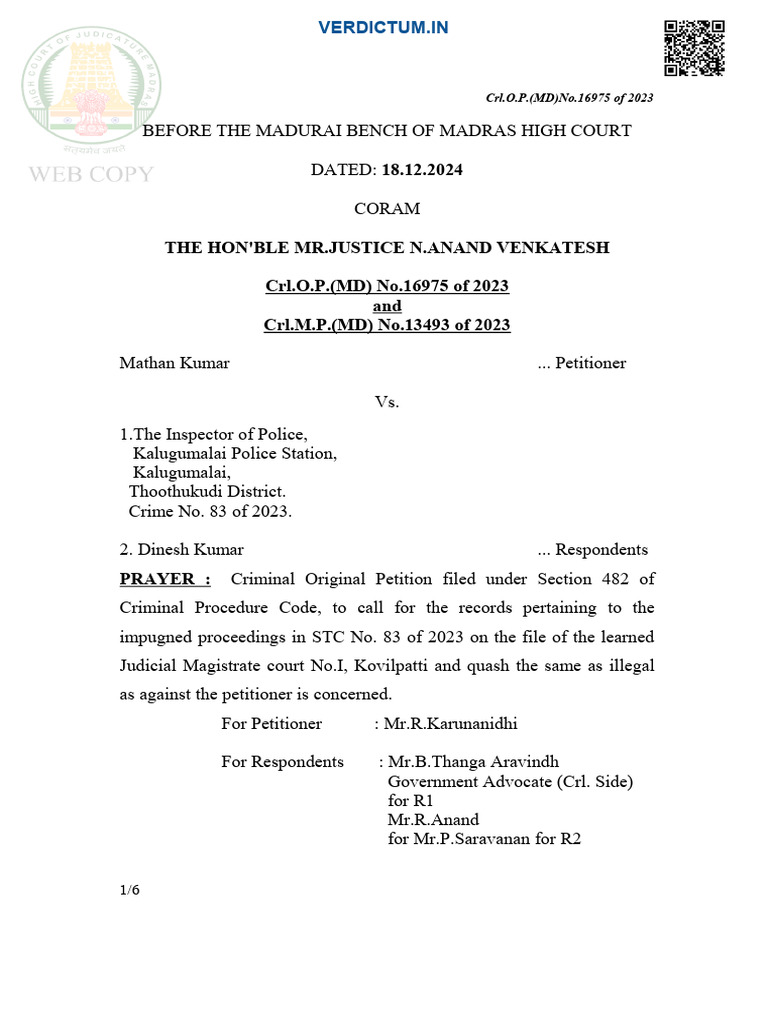 Crl.O.P.(MD) No.16975 of 2023 | PDF
