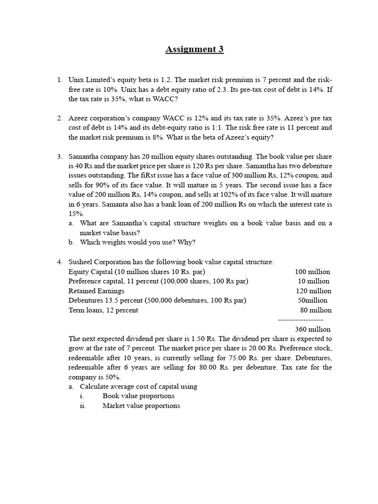 Assignment 3 | PDF | Net Present Value | Cost Of Capital