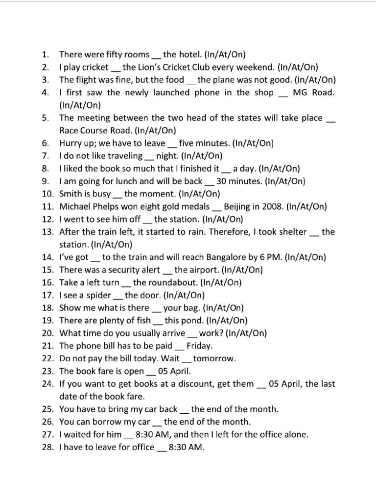 Preposition Full Test | PDF