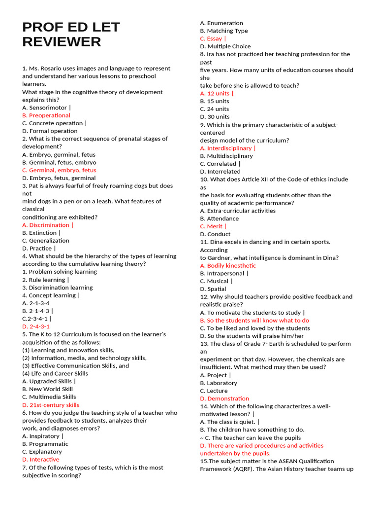 Prof Ed Let Reviewer(1) | PDF