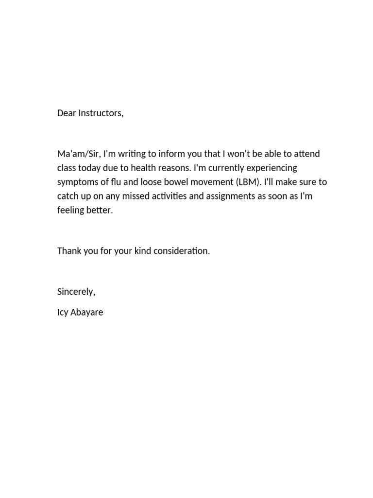 Excuse Letter | PDF