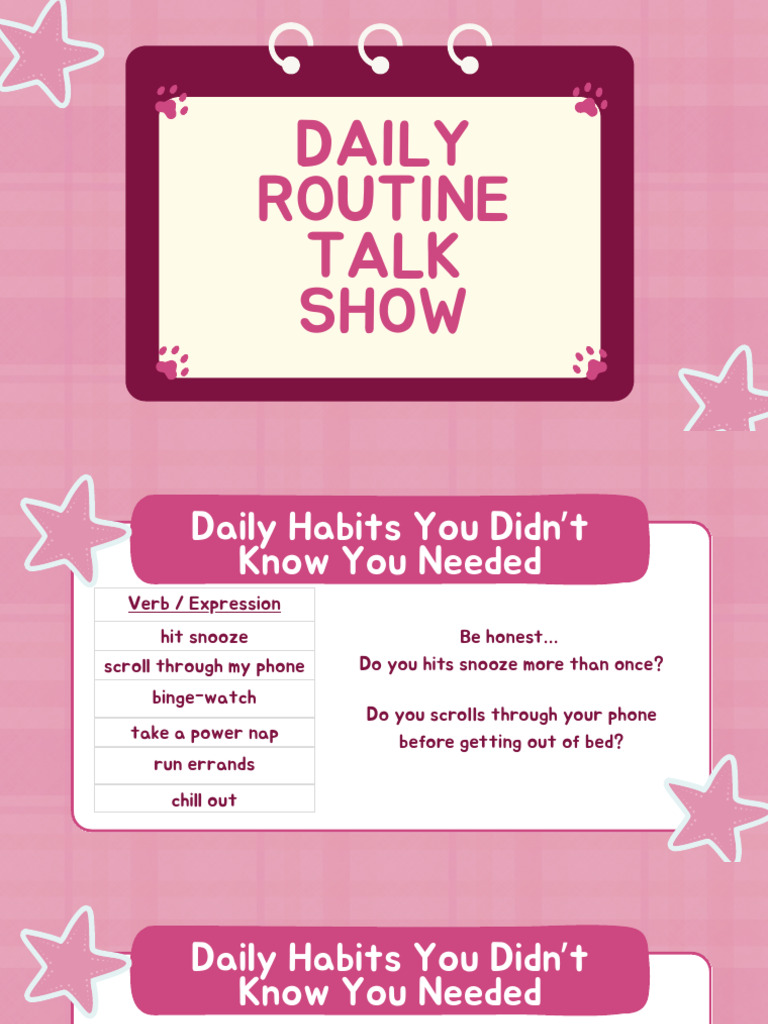 Daily Routine Talk Show - Advanced | PDF