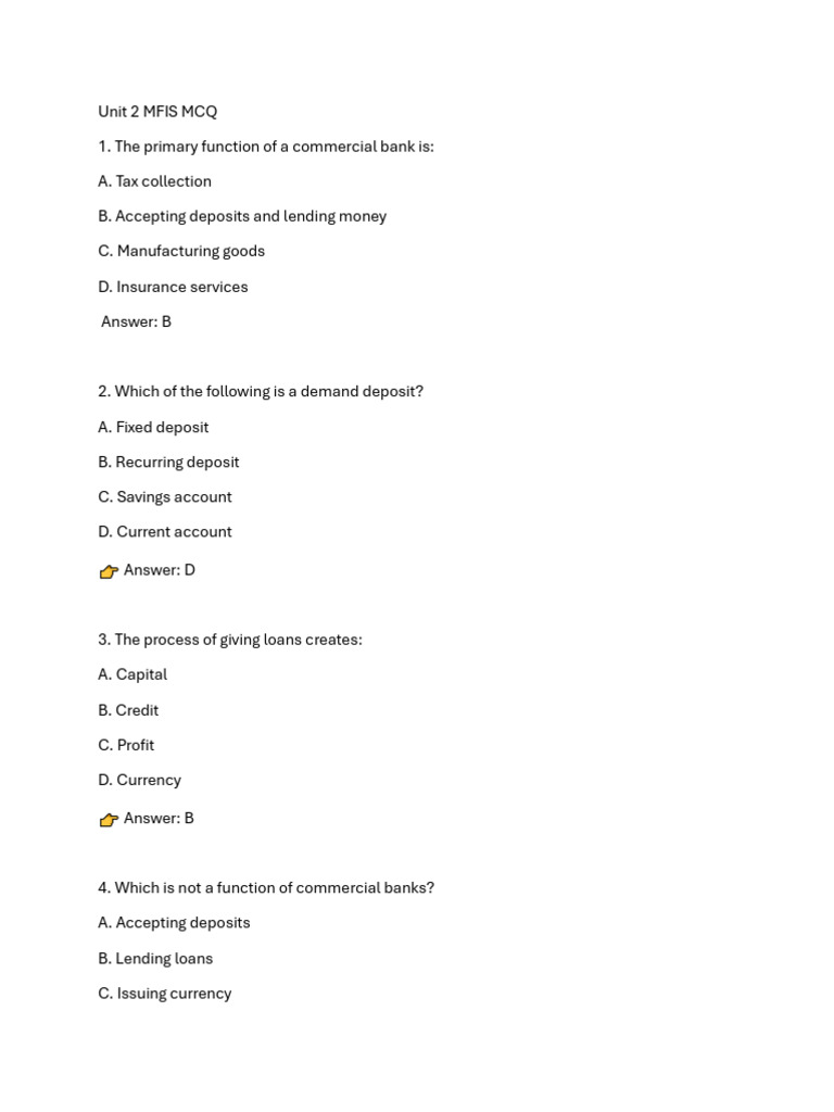 Unit 2 MFIS MCQ | PDF
