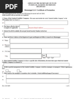 Mississippi LLC Certificate of Formation