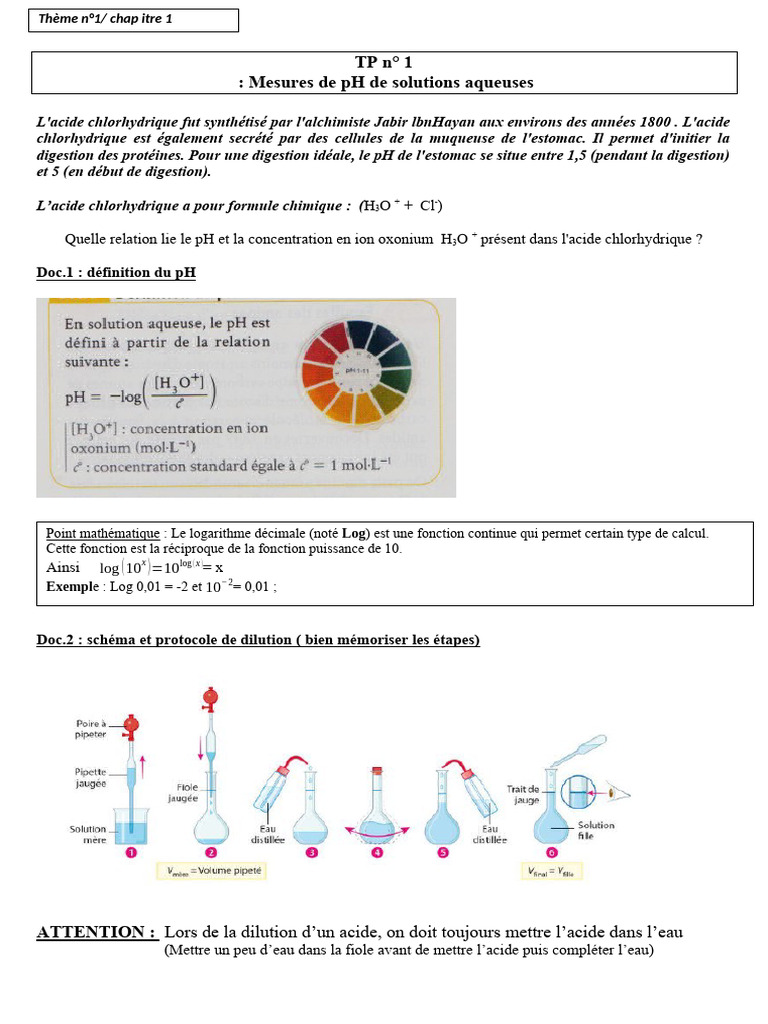 TP 1 Mesure de PH | PDF | Ph | Acide