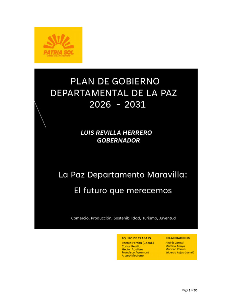 Alianza Patria Sol Departamento de La Paz | PDF | Sustentabilidad | Bolivia