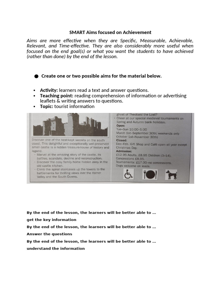 SMART Aims Focused on Achievement-WORKSHEET | PDF