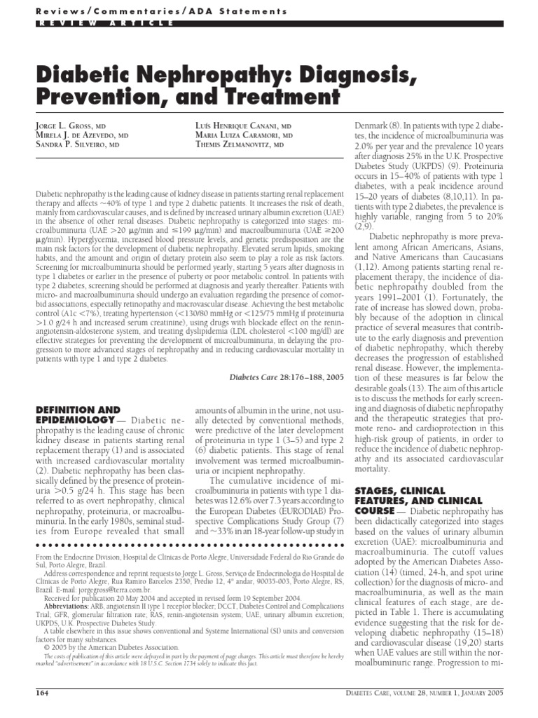 Diabetic Nephropathy Diagnosis Preventio | PDF | Diabetes | Kidney Disease