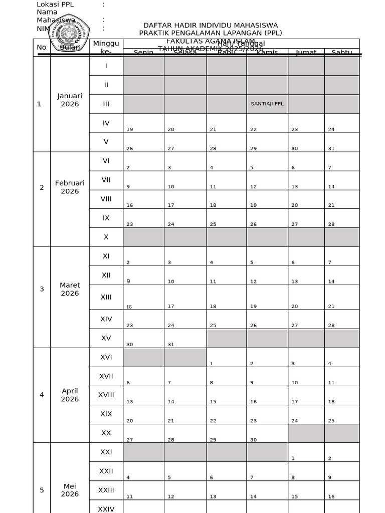 Format Absen Individu Ppl 2026 | PDF