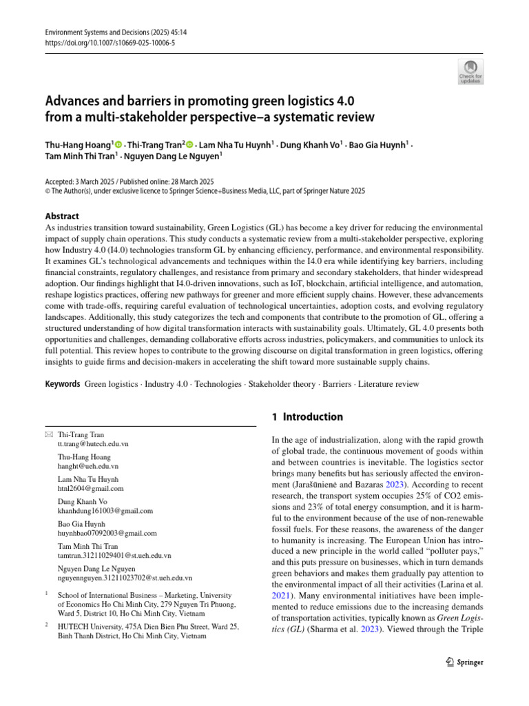 09 Advances and barriers in promoting green logistics 4.0 from a multi ...