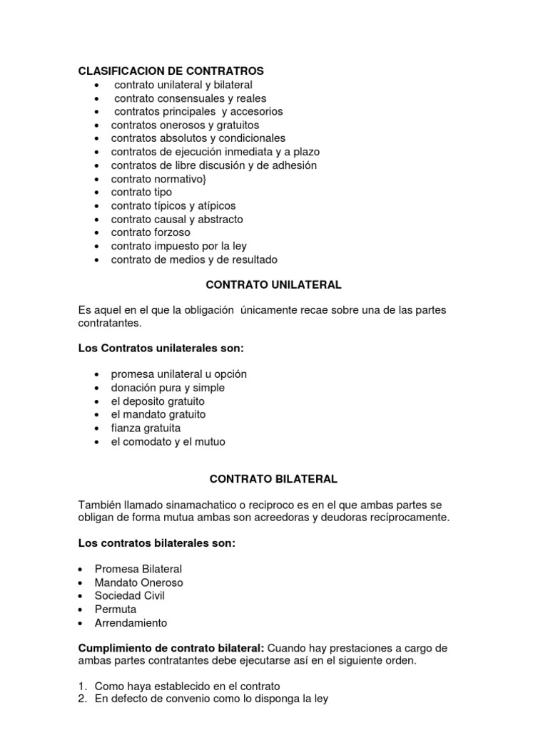 Clasificación de Contratos Jurídicos | PDF | Conceptos legales | Ley común