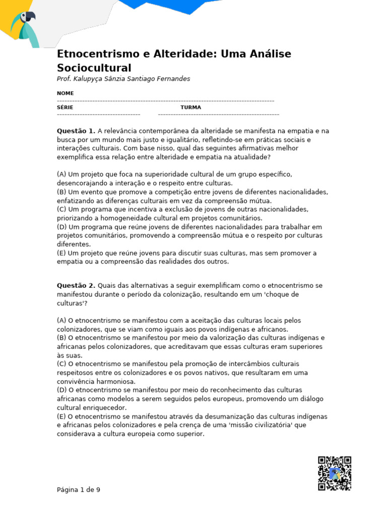 Etnocentrismo e Alteridade Uma Anlise Sociocultural | PDF | Relativismo ...