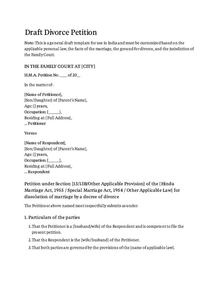 divorce_petition_draft | PDF | Divorce | Alimony
