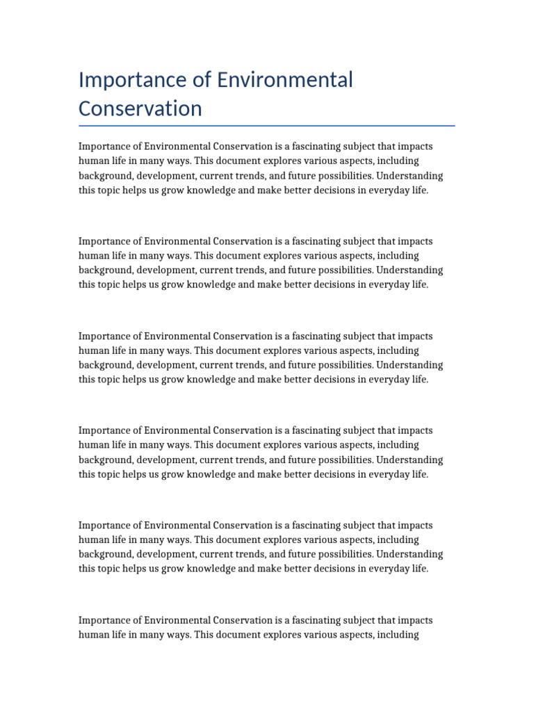 Importance of Environmental Conservation | PDF | Behavioural Sciences ...