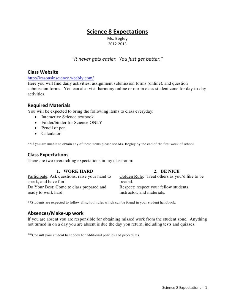 Science 8 Expectations Textbook Laboratories