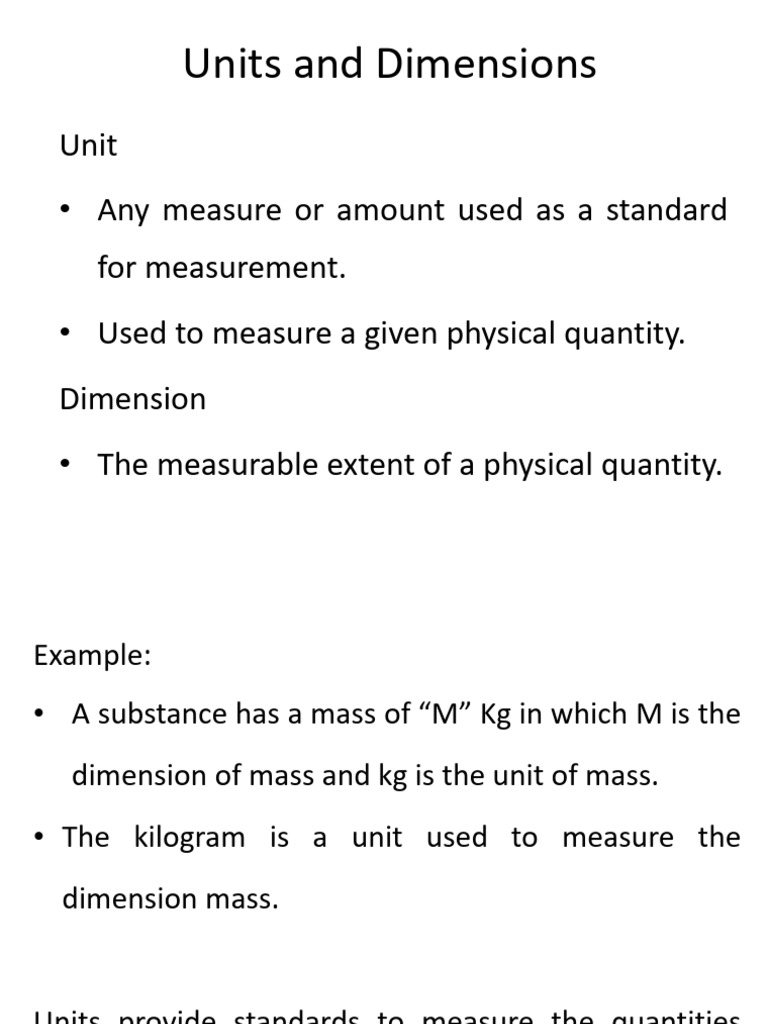 Unit 2 - Units and Dimensions | PDF